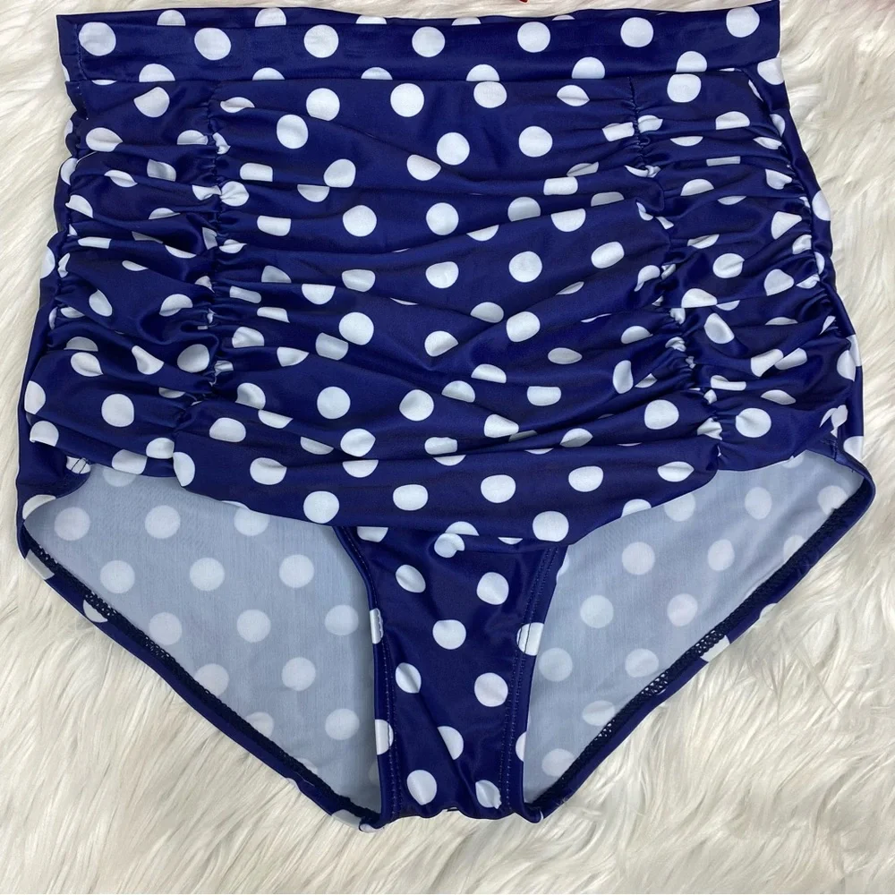Aixy Women’s NWT Two Piece Retro High Waisted Polka Dot Bikini Swimsuit - Picture 9 of 16
